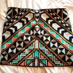 Express Medium Aztec sequin skirt